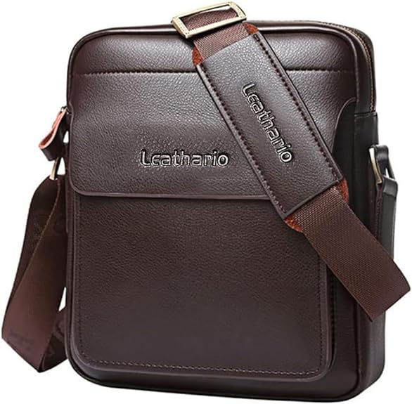 Leathario Men's Shoulder Bag Leather Small Messenger Bag for Men Crossbody Bags Handbag for Men Satchel Travel Bag