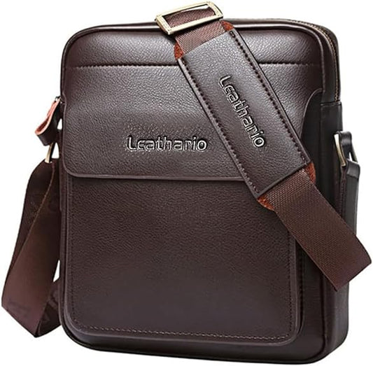 Leathario Men's Shoulder Bag Leather Small Messenger Bag for Men Crossbody Bags Handbag for Men Satchel Travel Bag