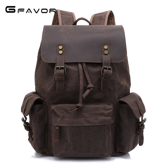 Leathario Vintage Backpack for Men Laptop Backpacks Overnight Weekender Camping Daypack Rucksack for Travel