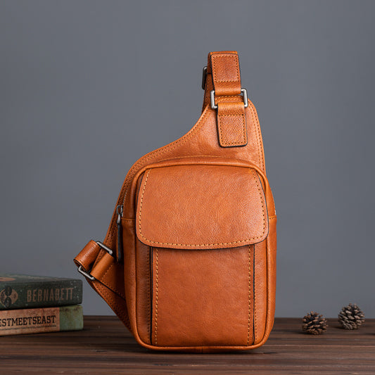 Leathario Genuine Leather Sling Bag for Men, Men's Chest Crossbody Shoulder Bag