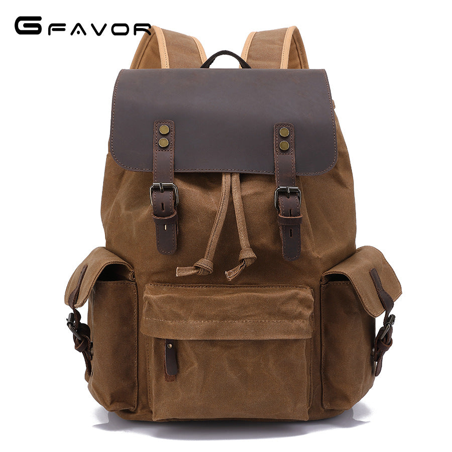 Leathario Vintage Backpack for Men Laptop Backpacks Overnight Weekender Camping Daypack Rucksack for Travel