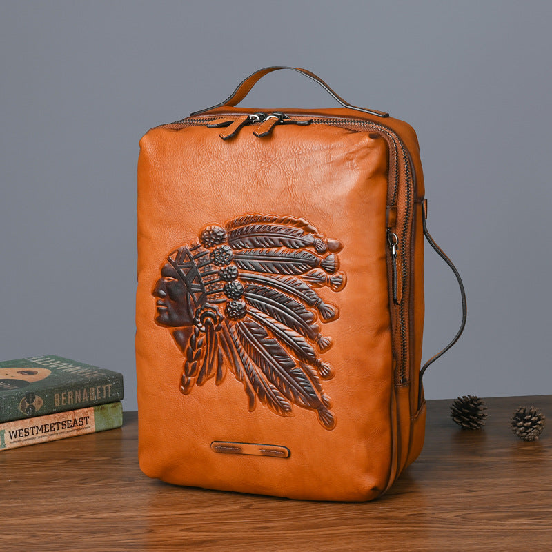 captain lea leather backpack Leathario Vintage Genuine Leather Backpack for Men Laptop Bag Overnigh