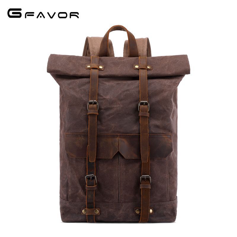 Leathario Vintage Backpack for Men Laptop Bag Men's Overnight Weekender Camping Rucksacks for Travel