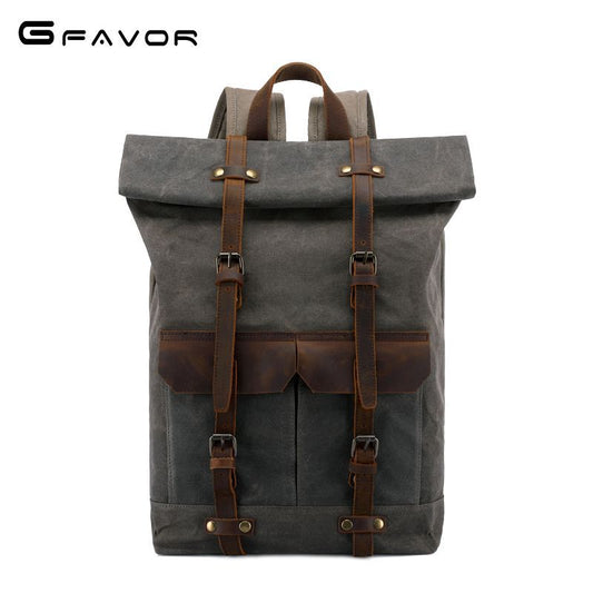 Leathario Vintage Backpack for Men Laptop Bag Men's Overnight Weekender Camping Rucksacks for Travel