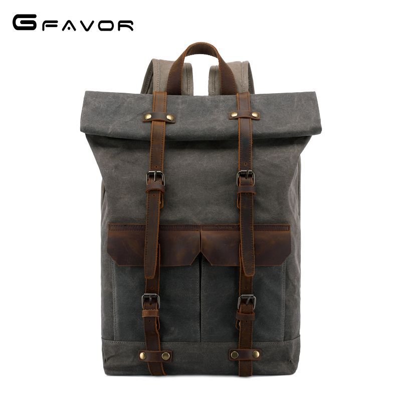 Leathario Vintage Backpack for Men Laptop Bag Men's Overnight Weekender Camping Rucksacks for Travel