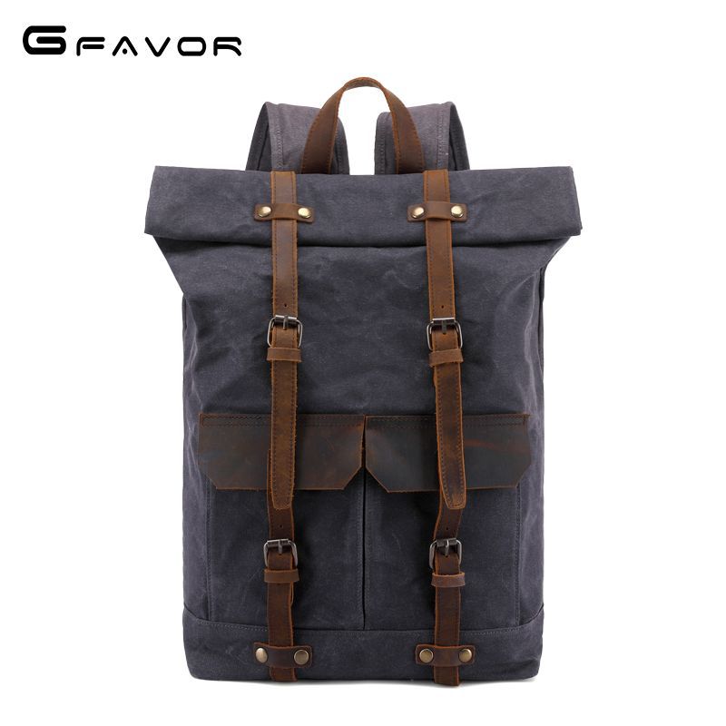 Leathario Vintage Backpack for Men Laptop Bag Men's Overnight Weekender Camping Rucksacks for Travel