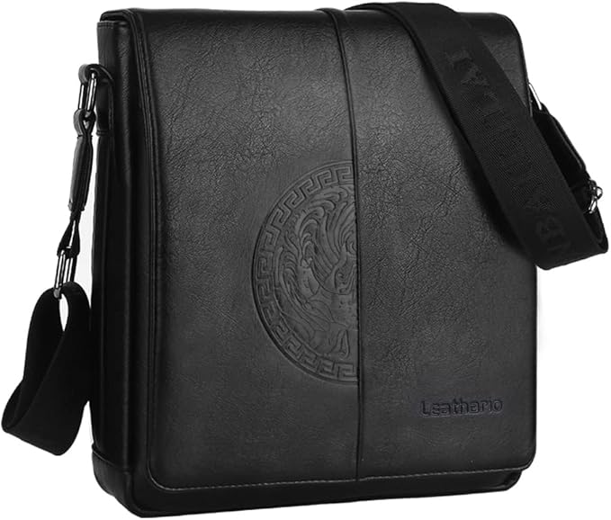 Leathario Leather Shoulder Bag Crossbody Bag for Men Small Messenger for Work Business Satchel Casual