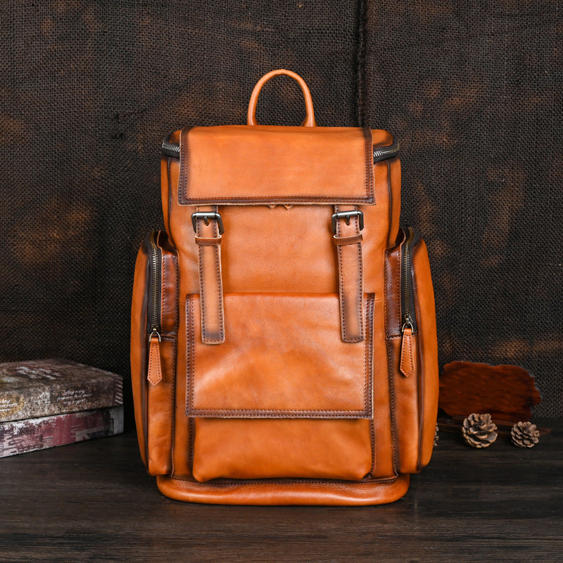 Leathario Vintage Genuine Leather Backpack for Men Laptop Bag Overnight Weekender Camping Daypack Rucksack